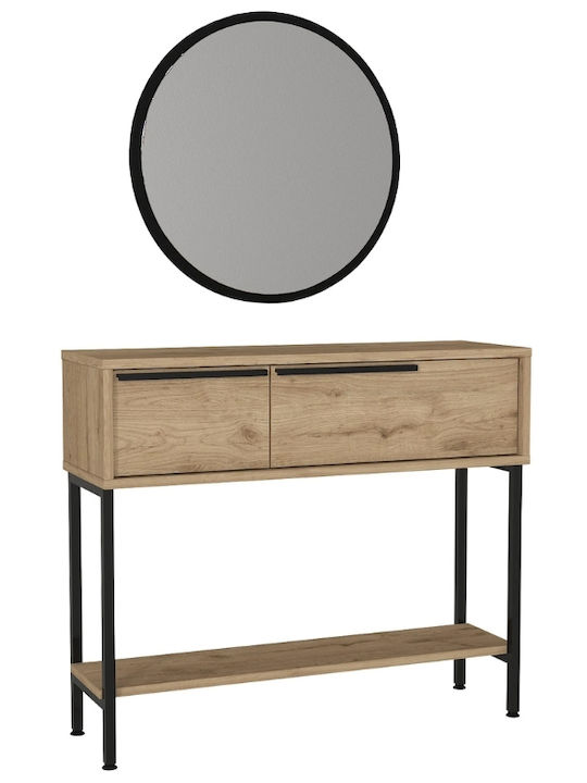 Suzy Wooden Console with Mirror Sapphire Oak L90xW29.6xH76cm