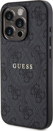 Guess 4g Colored Back Cover Synthetic Leather Black (iPhone 15 Pro)