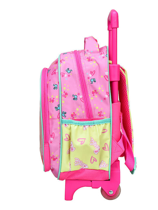 Gim Barbie School Bag Trolley Kindergarten Pink with Water Bottle Holder 12Liters