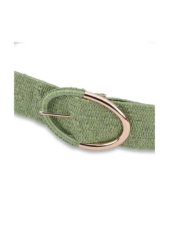 Belt with gold round buckle GREEN