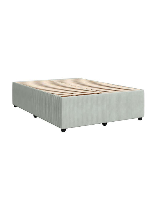 Bed Double Upholstered with Fabric Light Gray with Slats & Mattress 140x190cm