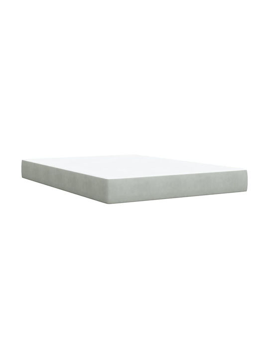 Bed Double Upholstered with Fabric Light Gray with Slats & Mattress 140x190cm