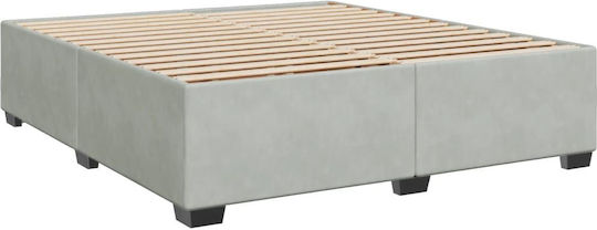 King Size Bett Mit Stoff in Hellgrau Mit Lattenrost Und Matratze 180x200cm