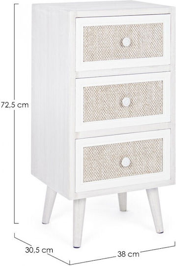 Drawers Storage Montiel Made of Wood with 3 Drawers L38xW30.5xH72.5cm