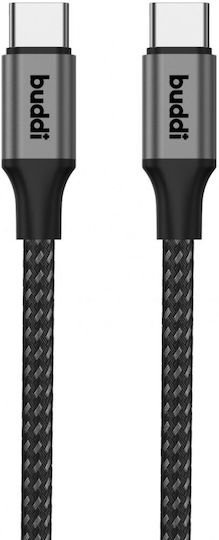 Buddi USB 2.0 Cable USB-C male - USB-C 60W Μαύρο 3m 122427