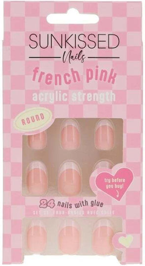 Falsche Nägel Set Sonnengeküsstes French Pink 24 Stück Kleber inklusive