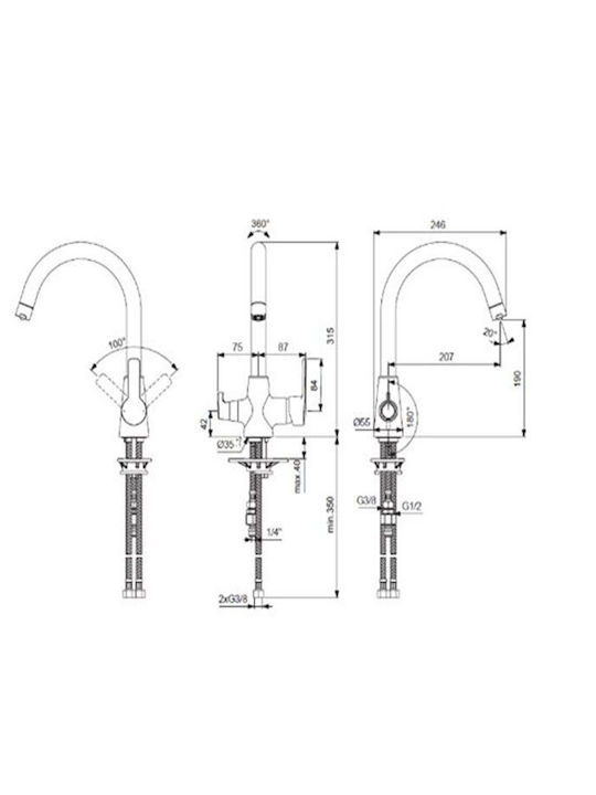 Vidima Kitchen Faucet Counter Silver