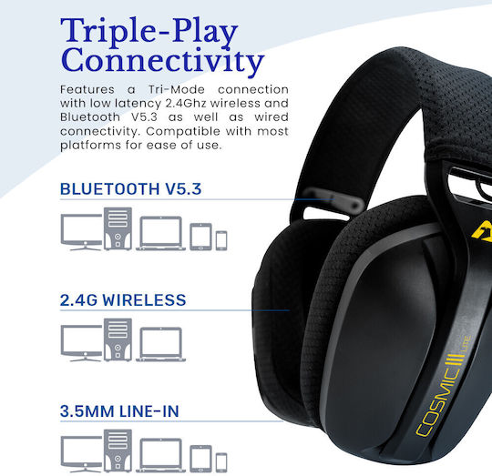 Armaggeddon Cosmic III Lite Wireless Over Ear Gaming Headset with Connection Bluetooth