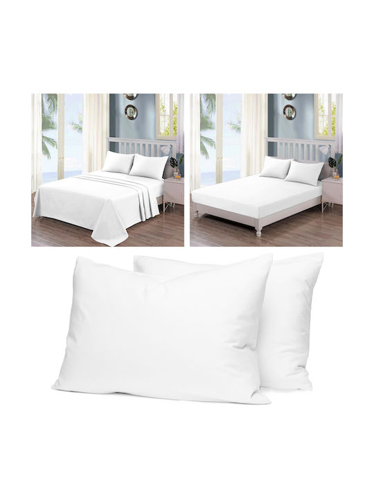 Casa Colori Σετ Μαξιλαροθήκες με Φάσα White 50x70εκ.