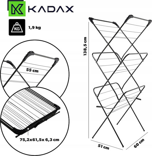 Kadax Pliere Suport de uscat rufe pardoseală cu lungimea de uscare 15m