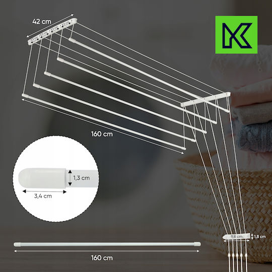 Kadax Wall Clothes Drying Rack with Hanging Length 3m