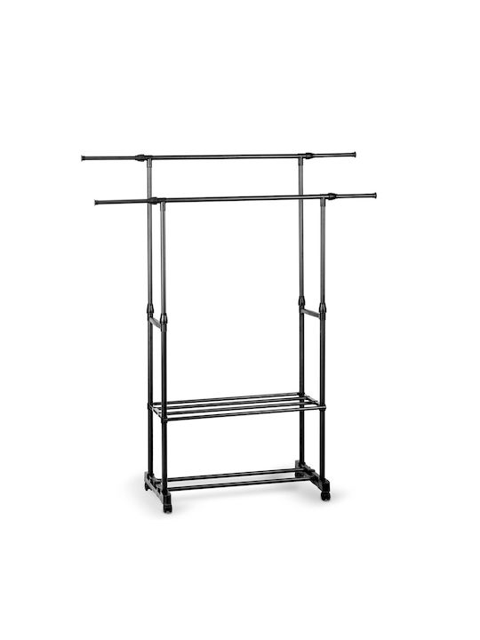 Massido Wheeled Floor Garment Rack made of Metal Black