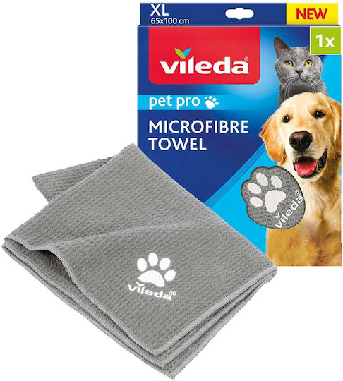 Vileda Pet Pro Πετσέτα για Καθαρισμό Σώματος Σκύλου Γκρι 65x65cm