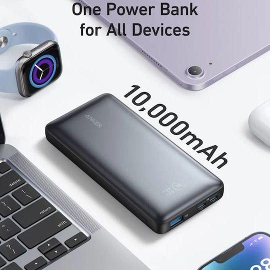 Anker Powercore 533 10000mAh 25W με Θύρα USB-A και 2 Θύρες USB-C Power Delivery / Quick Charge / PPS Μαύρο