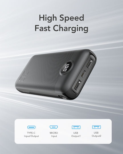 Veger L20S Power Bank 20000mAh 20W με 2 Θύρες USB-A και Θύρα USB-C Power Delivery / Quick Charge 3.0 Μαύρο
