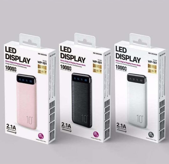 WK Minre WP-161 Power Bank 10000mAh με 2 Θύρες USB-A Quick Charge 2.0 Μαύρο
