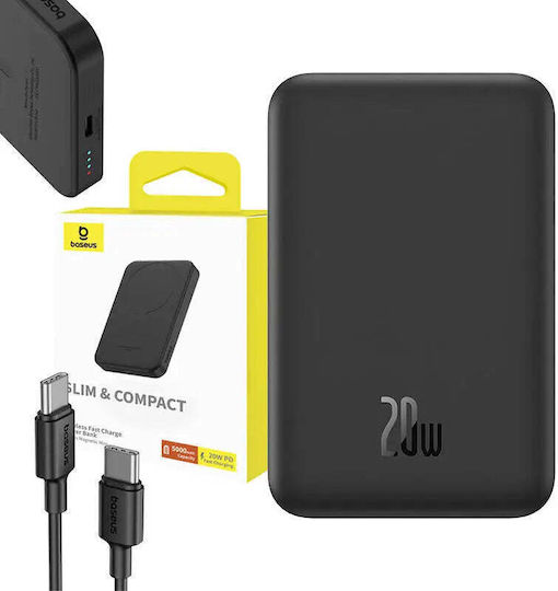 Baseus Mini Power Bank 5000mAh 20W με Θύρα USB-C Μαύρο