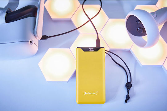 Intenso F10000 Power Bank 10000mAh 20W cu Port USB-A și Port USB-C Quick Charge 3.0 Galben