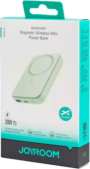 Joyroom JR-W020 MagSafe Power Bank 10000mAh 20W с USB-A порт и USB-C порт Power Delivery Зелен