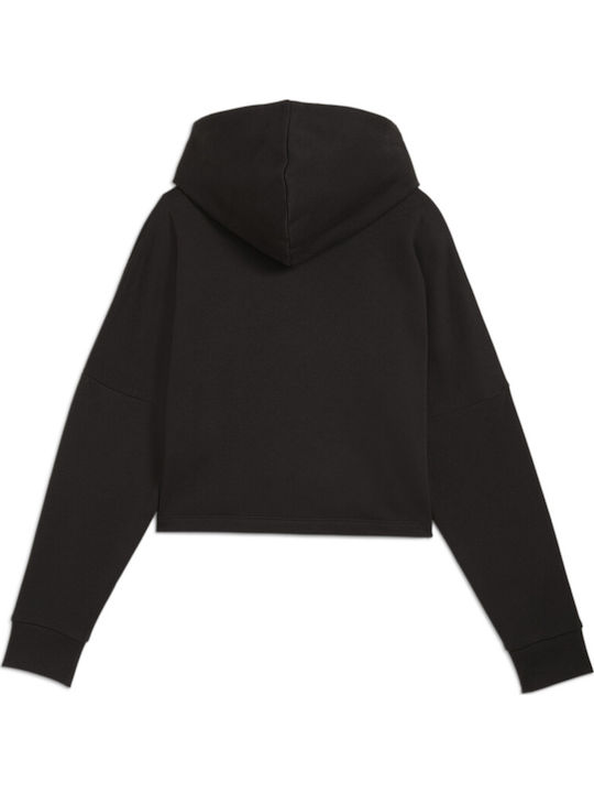 PUMA Kids Sweatshirt Cropped with Hood and Pockets Black Jr Ess