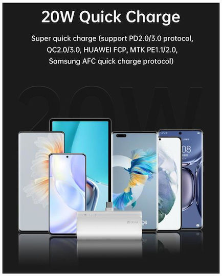 Devia EP141 Mini Pocket Power Bank 4800mAh 20W Power Delivery Μαύρο