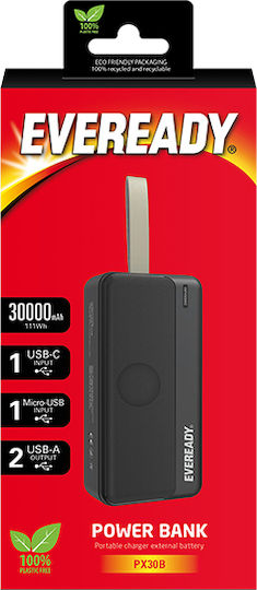 Eveready PX30B Power Bank 30000mAh cu 2 Porturi USB-A Negru