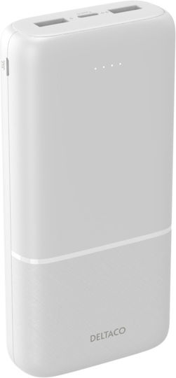Deltaco Power Bank 20000mAh 18W с 2 USB-A порта и USB-C порт Power Delivery Бял