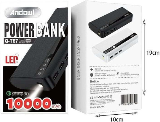 Andowl Q-t67 Power Bank 10000mAh Μαύρο
