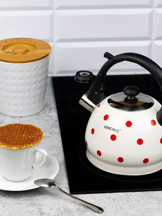 KING Hoff Dots Τσαγιέρα Ανοξείδωτη Λευκή 2000ml