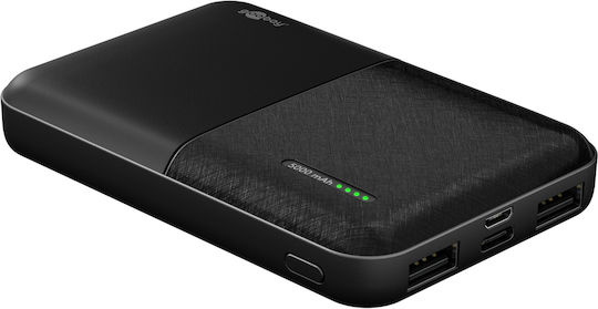 Goobay Power Bank 5000mAh 10.5W с 2 USB-A порта и USB-C порт Черен