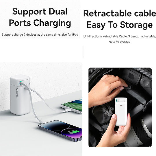 Usams US-CD217 MagSafe Power Bank 18000mAh 22.5W with USB-C Power Delivery / PPS White