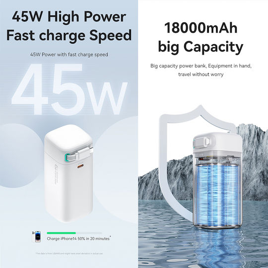 Usams US-CD217 MagSafe Power Bank 18000mAh 22.5W with USB-C Power Delivery / PPS White