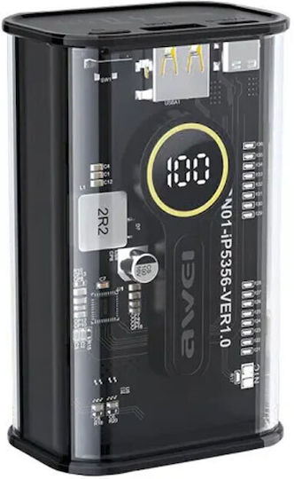 Awei P165K Power Bank 10000mAh 22.5W με Θύρα USB-A και Θύρα USB-C Power Delivery Μαύρο