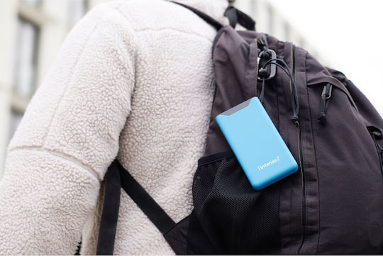 Intenso F10000 Power Bank 10000mAh 20W με Θύρα USB-A και Θύρα USB-C Quick Charge 3.0 Μπλε