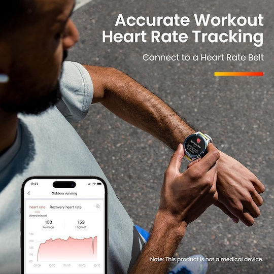 Amazfit Cheetah (Round) 47mm Waterproof Smartwatch with Heart Rate Monitor (Speedster Grey)