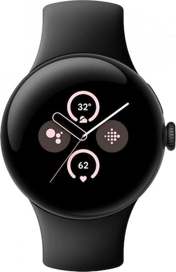 Google Pixel Watch 2 Aluminium 41mm με Παλμογράφο (Matte Black / Obsidian Active Band)