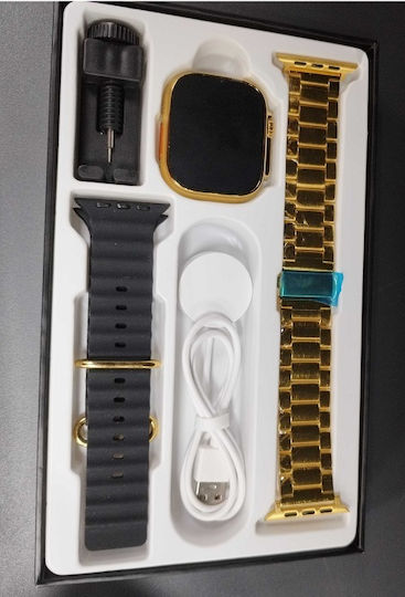 M9 Ultra Mini 44mm Smartwatch με Παλμογράφο (Χρυσό)