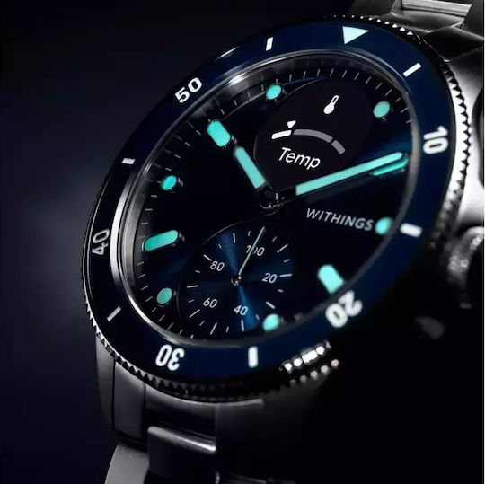 Withings Scanwatch Nova Stainless Steel 42mm Αδιάβροχο με Παλμογράφο (Dark Blue)
