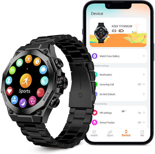 Ksix Titanium Rezistent la apă Smartwatch (Negru)
