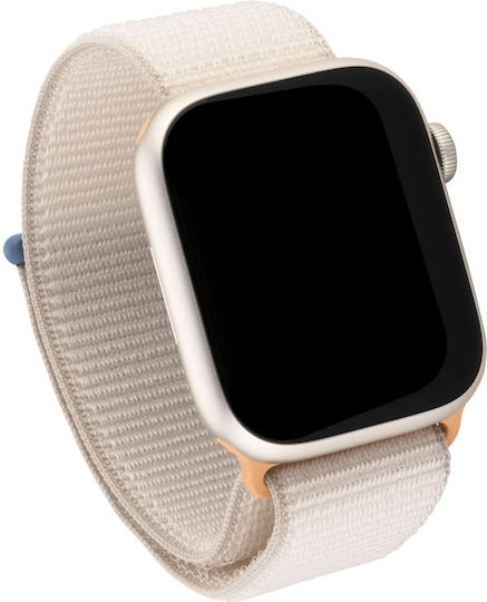 Apple Смарт часовник Series 9 Cellular Алуминий 45 мм Водоустойчив с eSIM и Пулсомер (Starlight със Starlight Sport Loop - M/L)