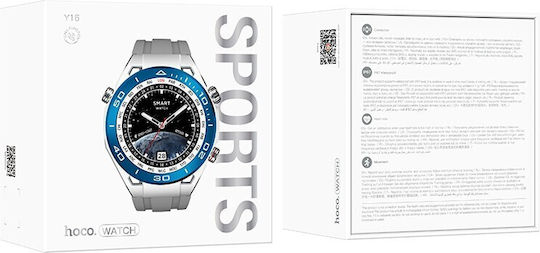 Hoco Y16 Smartwatch with Heart Rate Monitor (Silver / Blue)