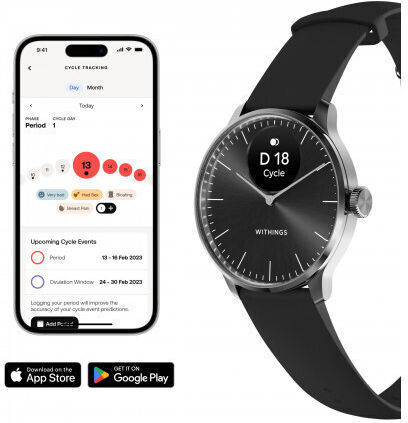 Withings ScanWatch Light Stainless Steel 37mm Αδιάβροχο με Παλμογράφο (Black)