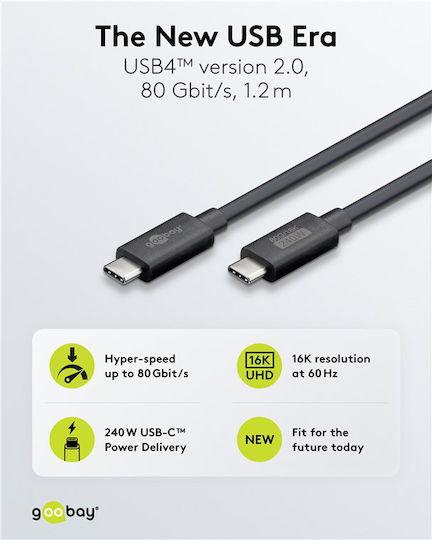 Goobay Goobay USB 3.0 Kabel USB-C männlich - USB-C / DisplayPort 240W PD Schwarz 1,2m 74376
