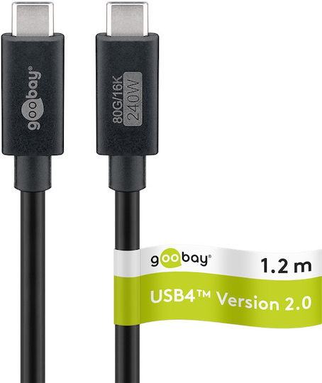 Goobay Goobay USB 3.0 Kabel USB-C männlich - USB-C / DisplayPort 240W PD Schwarz 1,2m 74376