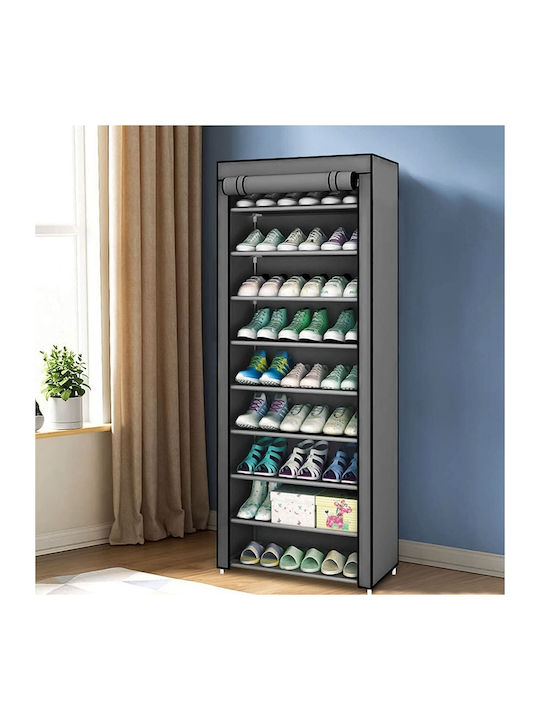 Modernhome Fabric Wardrobe with Zipper and Shelves in Gray Color 58x28x161cm