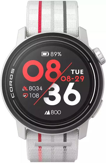 Coros Pace 3 Smartwatch with Heart Rate Monitor (Nylon - White)