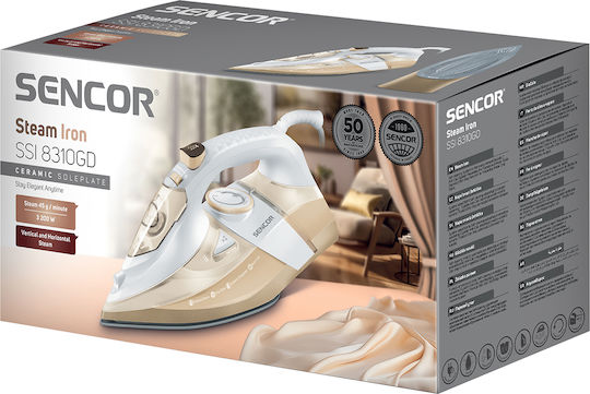 Sencor SSI 8310GD Steam Iron 3200W with Ceramic Plate and Continuous Steam Supply 45g/min