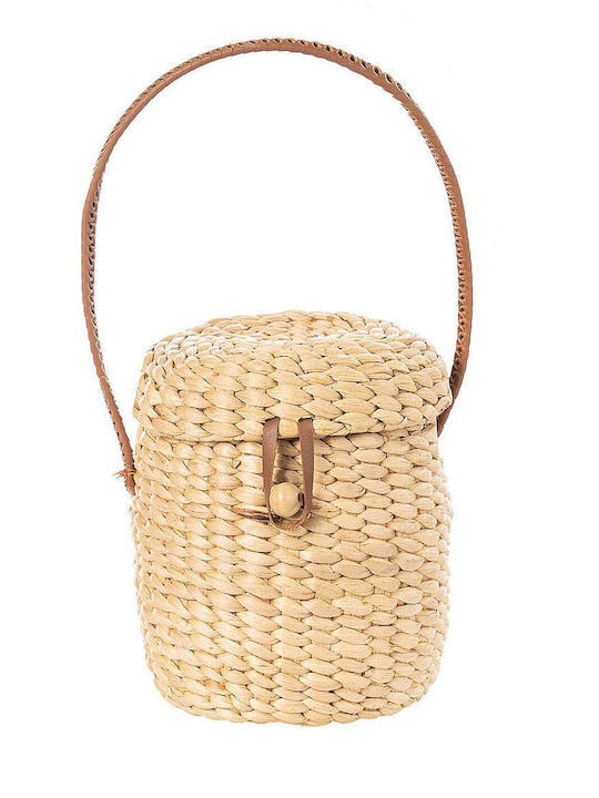 Decorative Basket Wicker with Lid & Handles Beige S Line