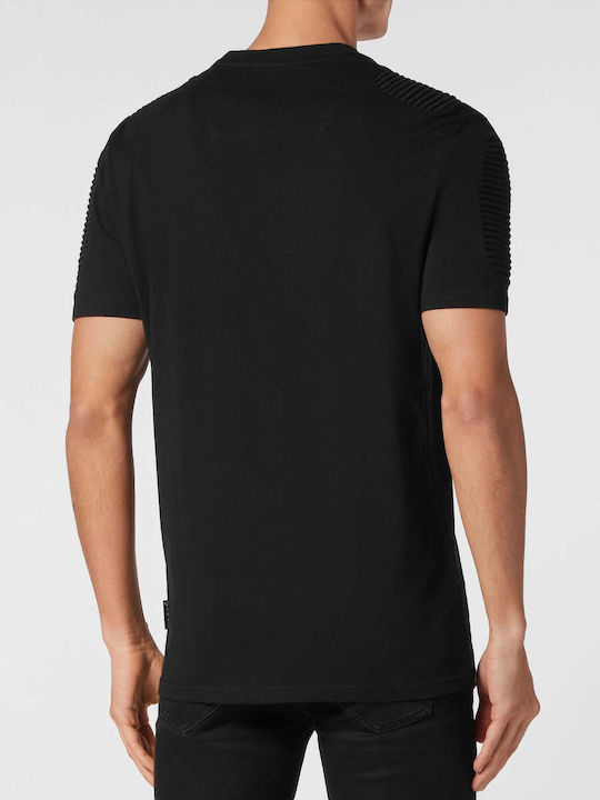 Philipp Plein T-shirt Bărbătesc cu Mânecă Scurtă Negru