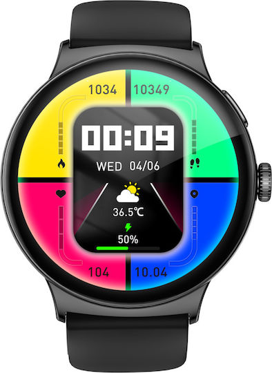 LinWear La99 Aluminium Smartwatch με Παλμογράφο (Μαύρο)